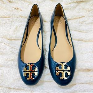New! Tory Burch Ballet Flats Navy/ Gold Size 8.5